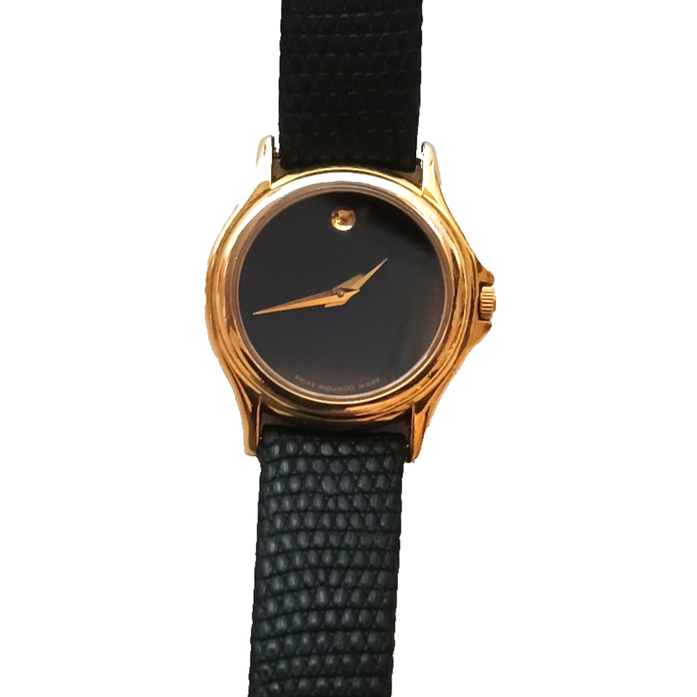 Movado Museum Watch Women 25mm Black Dial Gold Round 87.E4.0863